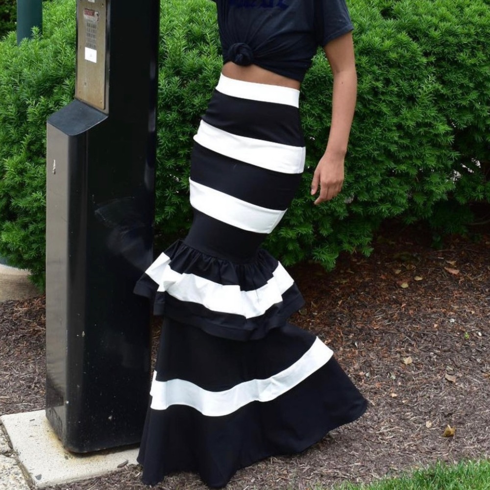 Black & White striped skirt